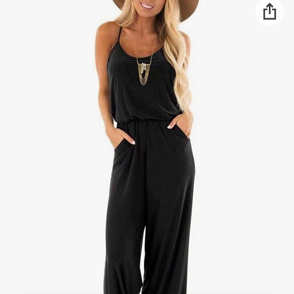 Womens spaghetti strap loose fitting wide leg jumper. - Picture 3 of 5